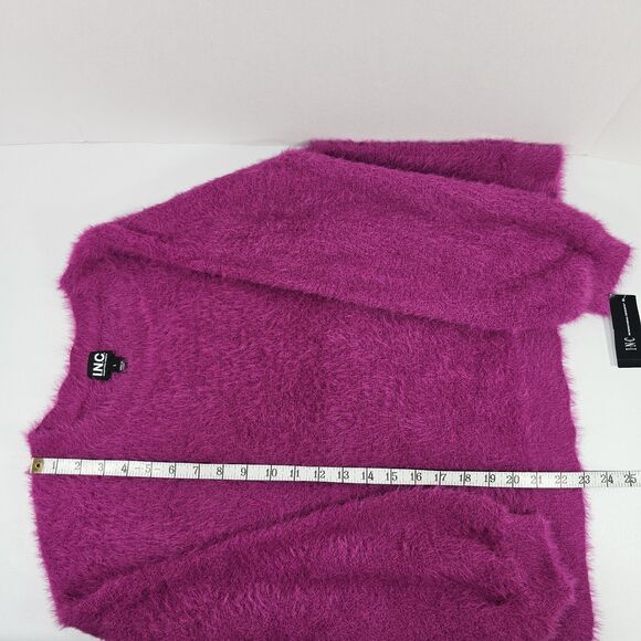 I.n.c. International Concepts Eyelash-Knit Fuzzy Sweater Burnished Berry Size L - Picture 10 of 10